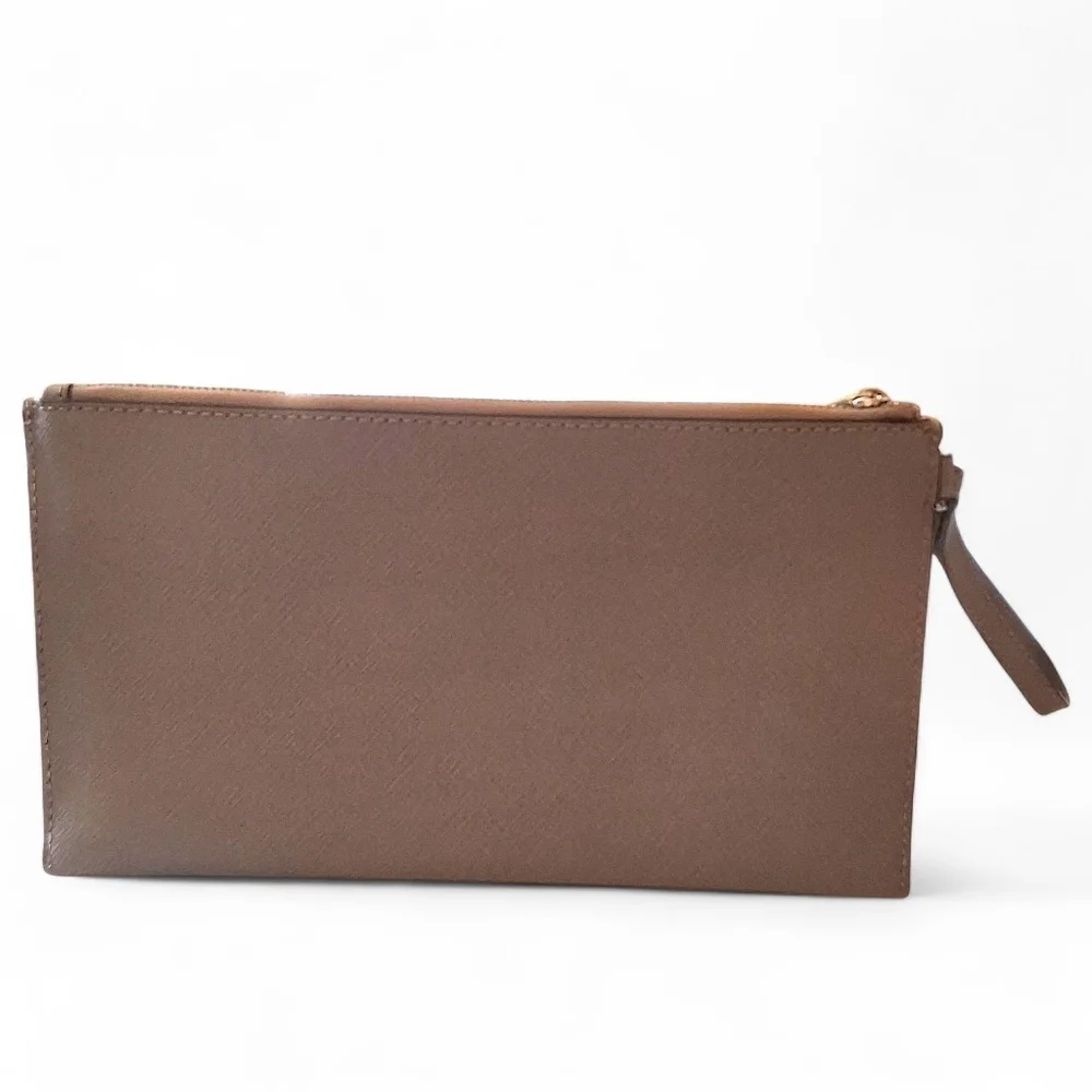 Michael Kors Jet Set Travel Studded Large Saffiano Leather Wristlet – Taupe Gray